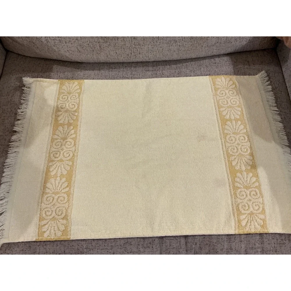 Vintage Cannon Monticello Towel Set Pink Yellow Tan Floral Jacquard Retro 7pc